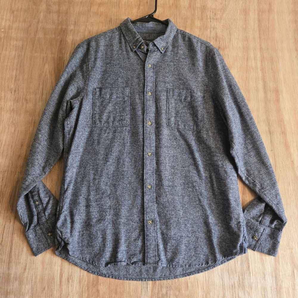 Wallin & Bros Cotton Flannel Button Down Shirt Mens Large Gray Long Sleeve
